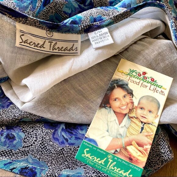 SACRED THREADS BOHO SYMMETRICALLY LAYERED FLORAL DRESS S/M NWT - Picture 12 of 13